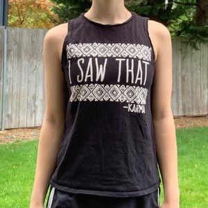 One Clothing black white karma muscle tank top